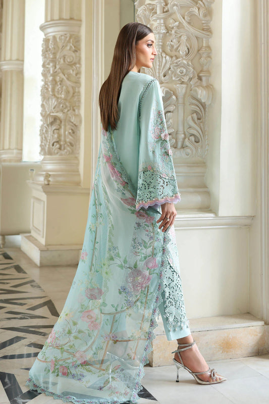 Maria B Luxury Embroidered Lawn Unstitched 3Pc Suit ELS-26-15-Aqua