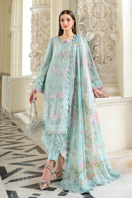 Maria B Luxury Embroidered Lawn Unstitched 3Pc Suit ELS-26-15-Aqua