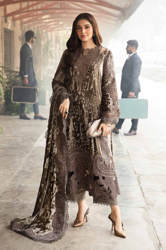 Maria.B Luxury Velvet 3 Piece Unstitched Embroidered Palachi Suit DL-1201