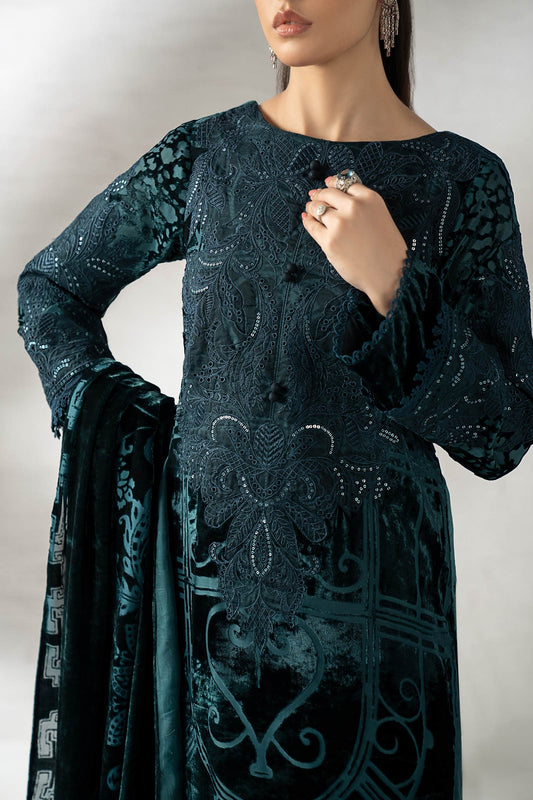 Maira.B - Luxury Velvet Embroidered Palachi 3 Piece Unstitched - DW-W25-19-