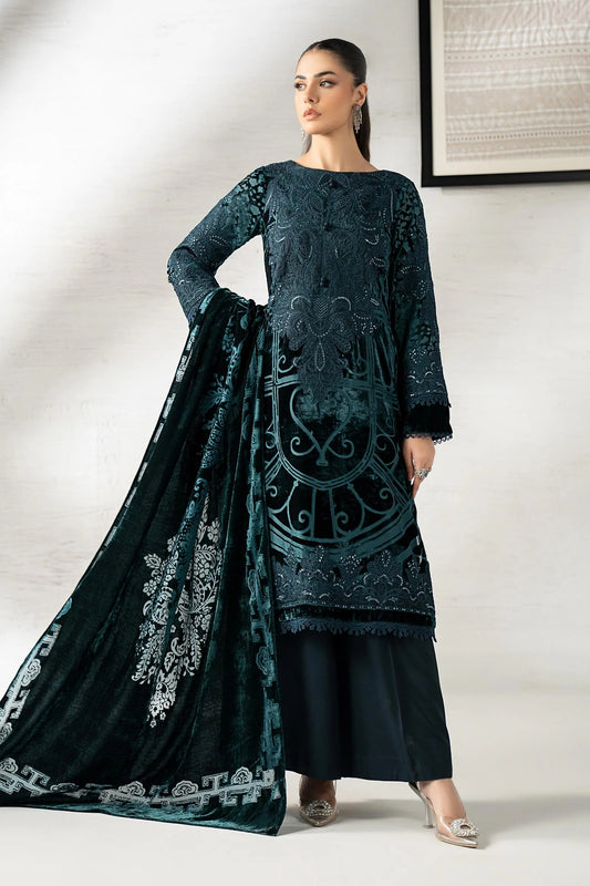Maira.B - Luxury Velvet Embroidered Palachi 3 Piece Unstitched - DW-W25-19-