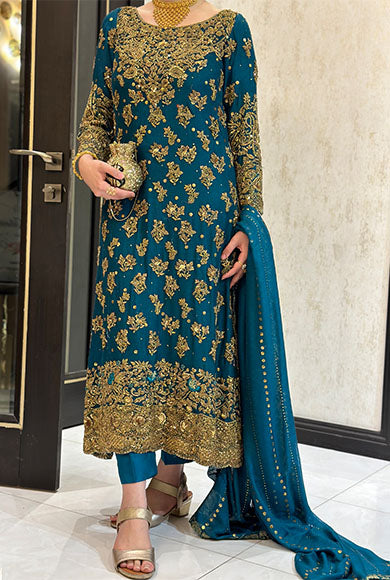 Haris Shakeel Luxury Brides Pure Chiffon 3 Piece Unstitched