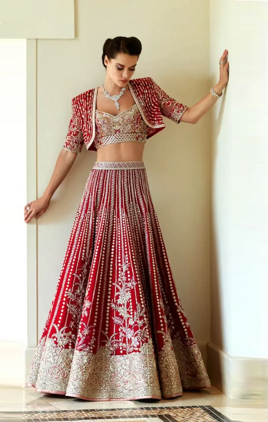 Faraz Manan Wedding Festive Luxury Organza Hand Emblishment Collection Ultimate Red