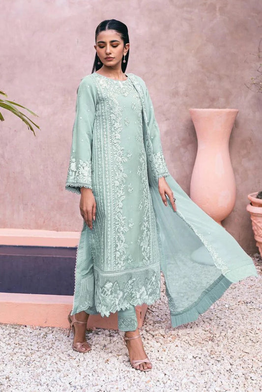 Azure Luxury Chiffon Embroidered 3 Piece Unstitched - Candy Bliss