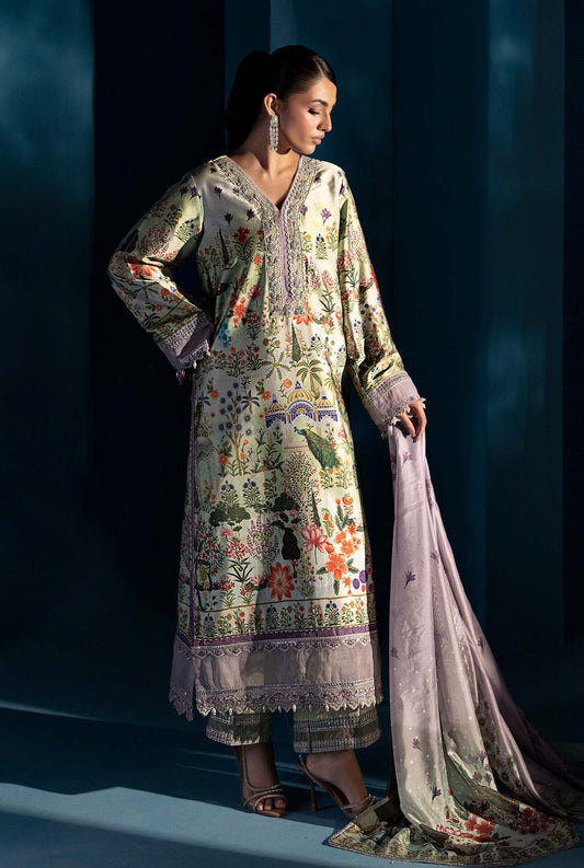 Maria.B - Luxury Silk Embroidered 3 Piece Unstitched - MPS-W25-06-Pista