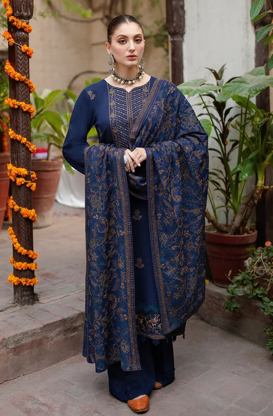 Motif Vol-07 Luxury Dhanak Embroidered 3 Piece With Embroidered Shawl