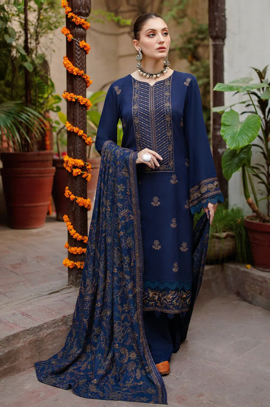 Motif Vol-07 Luxury Dhanak Embroidered 3 Piece With Embroidered Shawl