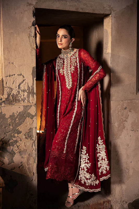 Azure Luxury Chiffon Embroidered Unstitched Collecton Royal Crimson