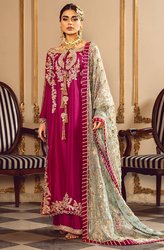 SRA Melodic Tassels Hand Made Embroidered Raw Silk Unstitched Melodic