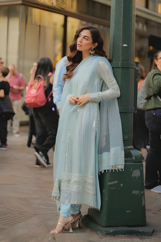 Maya Ali Chiffon Embroidered Formal sequence chiffon Collection Unstitched