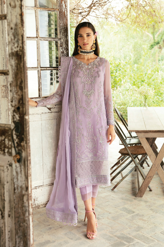 Gulaal Luxury Chiffon Embroidered Unstitched Collection VIOLA LILAC