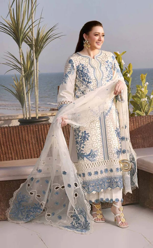 ANEELAS Luxury Chikankari Embroidered Lawn Unstitched 3PC Suit AL-101
