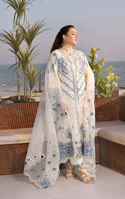ANEELAS Luxury Chikankari Embroidered Lawn Unstitched 3PC Suit AL-101