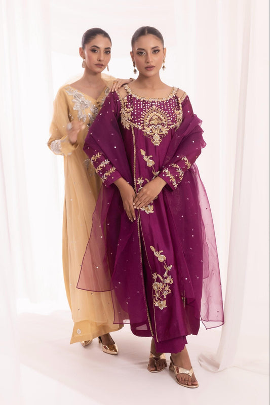 Sehrish Nadeem Luxury Raw Silk Embroidered Unstitched 3PC Suit-EC0106