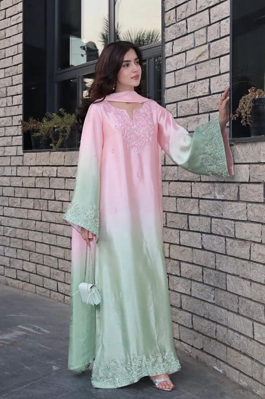Pehnawa Tie N Die Luxury Silk Embroidered 3Pc Unstitched Suit Amani
