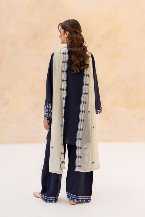 Pehnawa Luxury Lawn Embroidered 3 Pc Unstitched Suit-Amani Sapphire