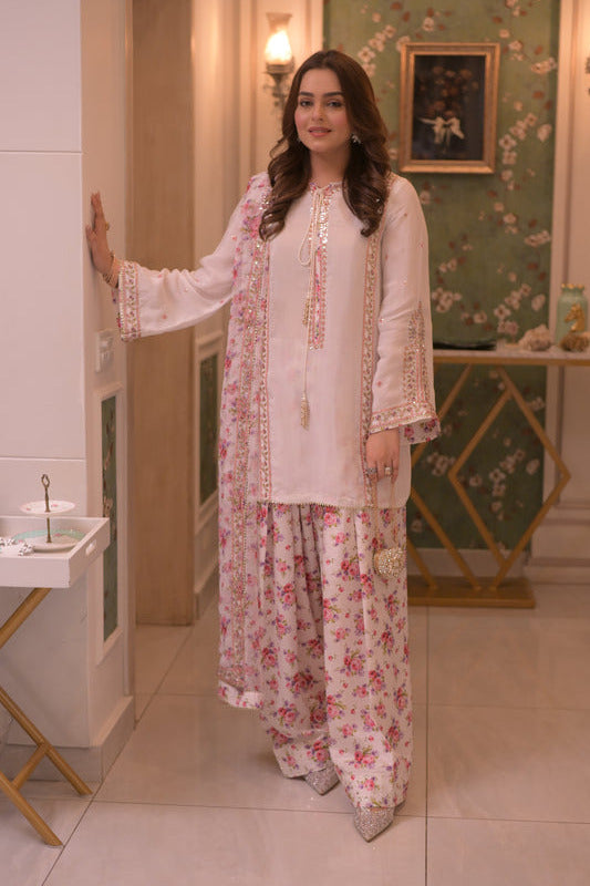 Aneelas Luxury Silk Embroidered 3Pc Unstitched Suit Fc - 30