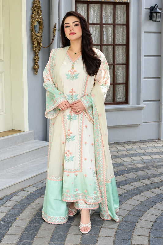 Aneelas Fc-37 Luxury Silk Embroidered 3Pc Unstitched Suit PA-178