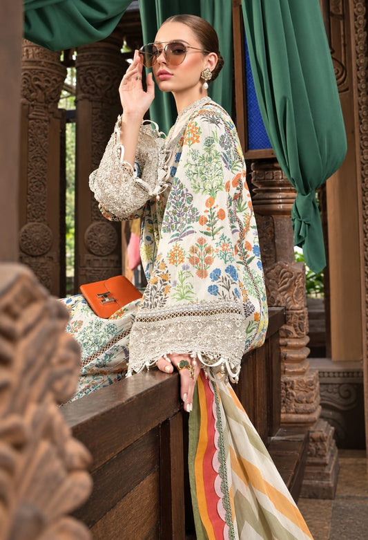 Maria.B MPT-1808-A Luxury Embroidered Lawn Unstitched 3Pc Suit PA-182