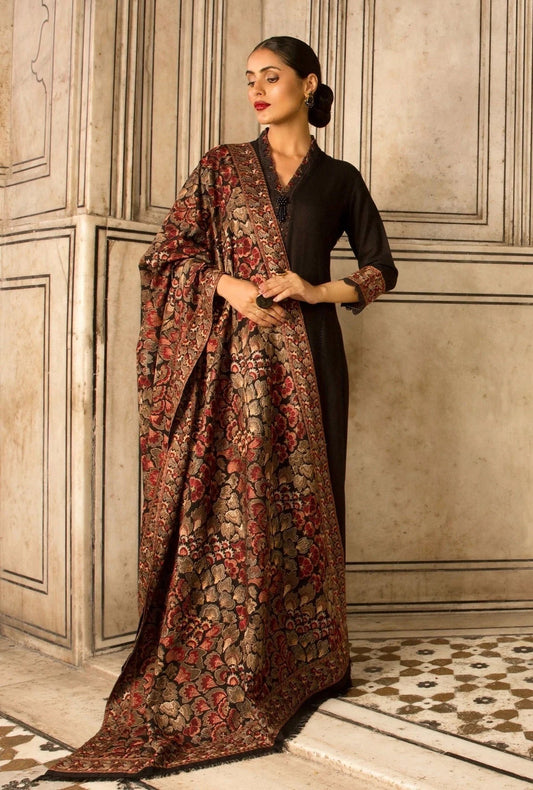 Bareeze Rose Petal Karandi Embroidered Shawl Fully Embroidered AD-431