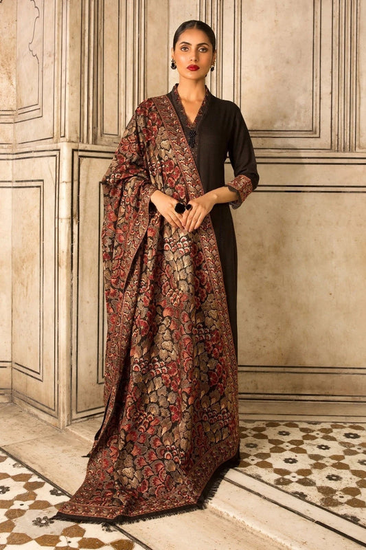 Bareeze Rose Petal Karandi Embroidered Shawl Fully Embroidered AD-431