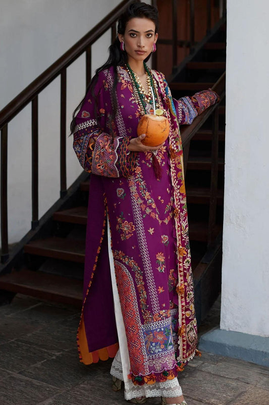 Elan Embroidered Lawn Suits Unstitched 3 Piece EL23-08 B Aalia - Summer Collection