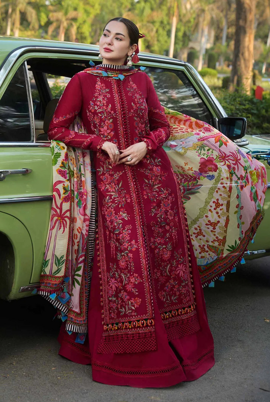 Hussain Rehar Luxury Lawn Embroidered Unstitched Suit BLOOM