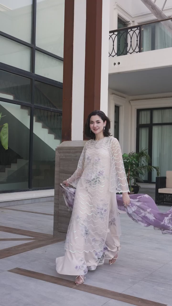 Lulusar Luxury Silk Embroidered 4 Pieces Net With Silk Inner Noural Dress