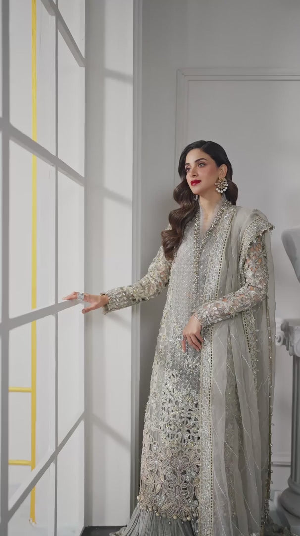 Maria.B Organza Embroidered Unstitched 3 Piece Suit BD-3006