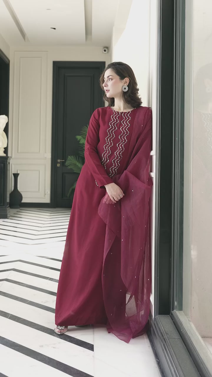 Lulusar Luxury Silk Embroidered 3 Pc Unstitched Collection Samaal Long