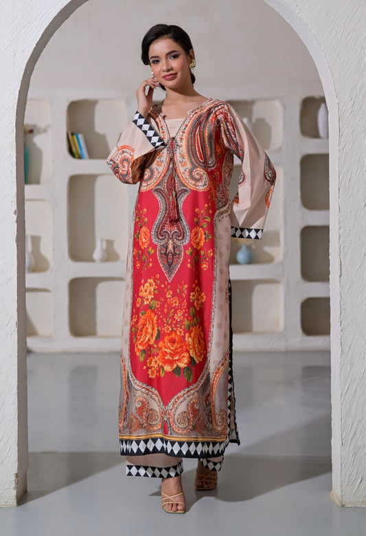 Poshkari Luxury Blended Raw Silk Embroidered 2Pc Stitched Suit PA - 0086