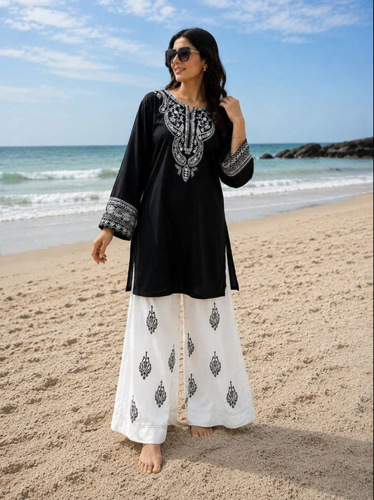 Poshkari Luxury Embroidered Lawn 3Pc Unstitched Suit Aizal Black