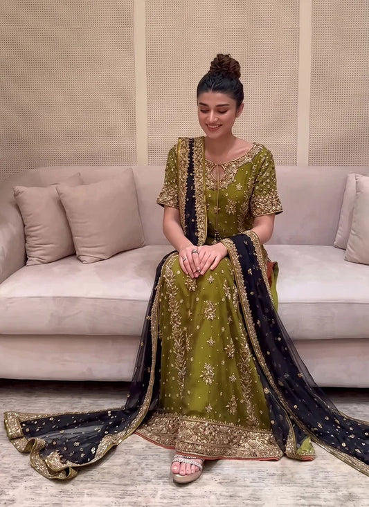 Zeeshan Danish Luxury Net Embroidered Unstitched 2PC Suit Rehma Zaman
