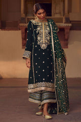 Anas Abrar Green Formal 3 Pieces Unstitched Velvet Collection Ella