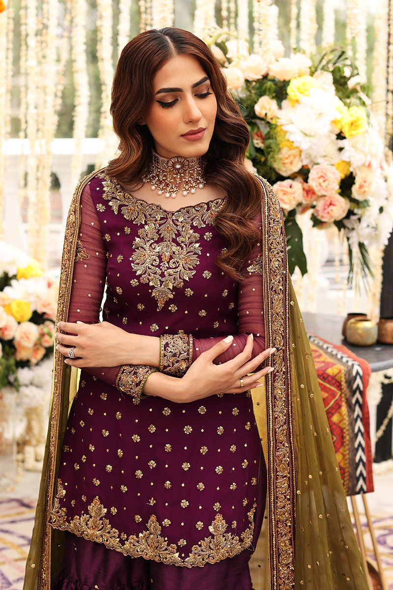 Aisha Imran Chiffon Embroidered Unstitched MAALIKA Purple Desire