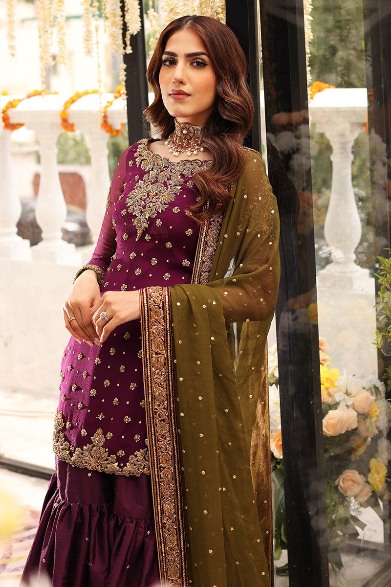 Aisha Imran Chiffon Embroidered Unstitched MAALIKA Purple Desire