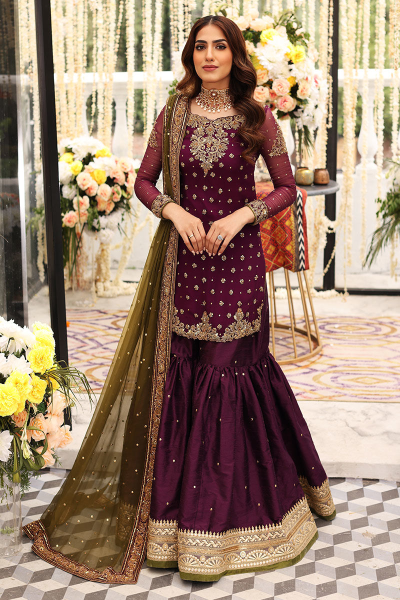 Aisha Imran Chiffon Embroidered Unstitched MAALIKA Purple Desire