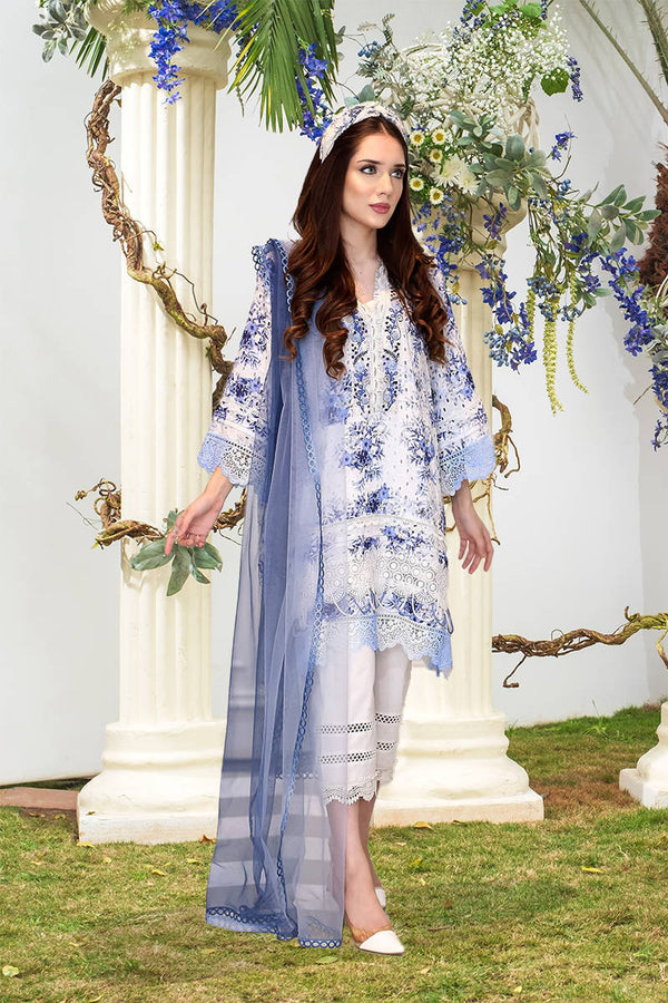 Farida Hasan Dark Blue Rose Chikan Kari Lawn Emroidered Collection