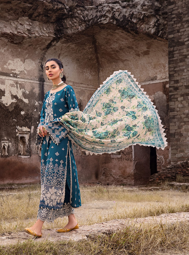 Zainab Chottani Embroidered Chikankari Suits Unstitched 3 Piece ZC22CK Azal 1A - Luxury Collection