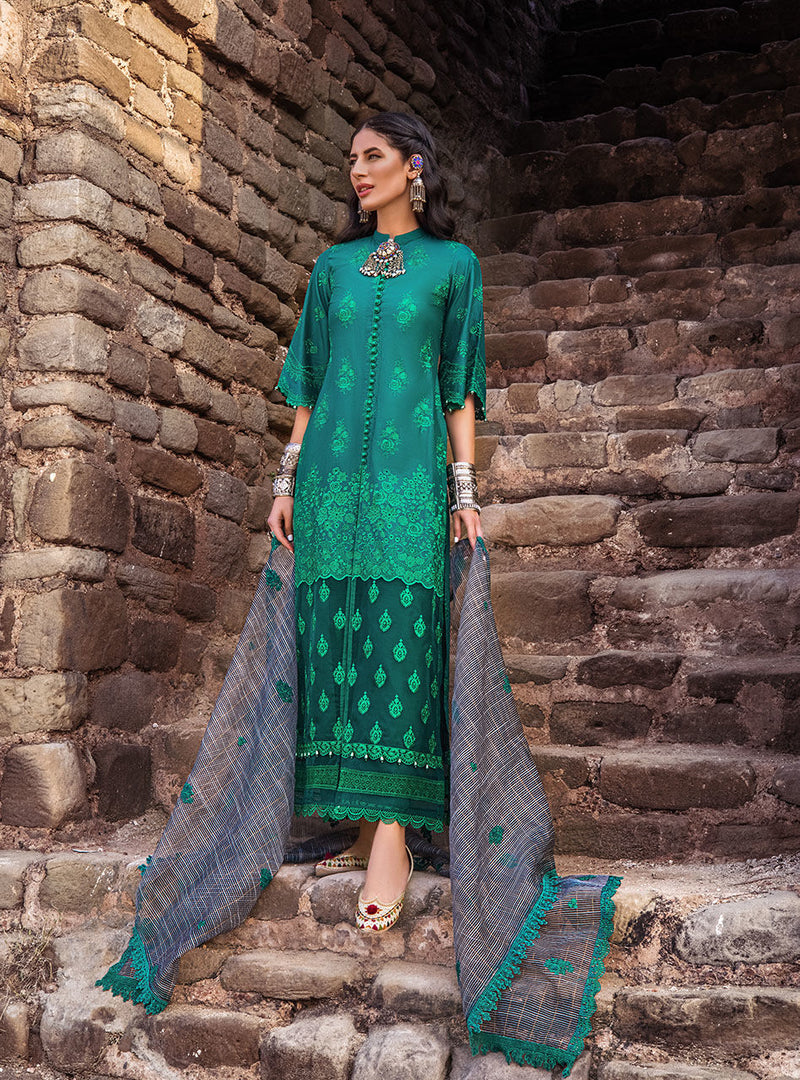 Zainab Chottani Chikankari Lawn Embroidered Collection Humraaz 9A 3 Pieces Unstitched
