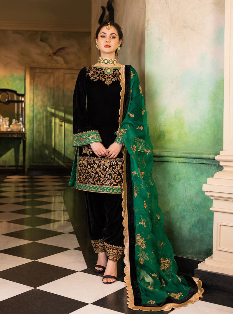 Zainab Chottani Embroidered Velvet Suits Unstitched 3 Piece ZC22V 01 Zimmel - Luxury Collection
