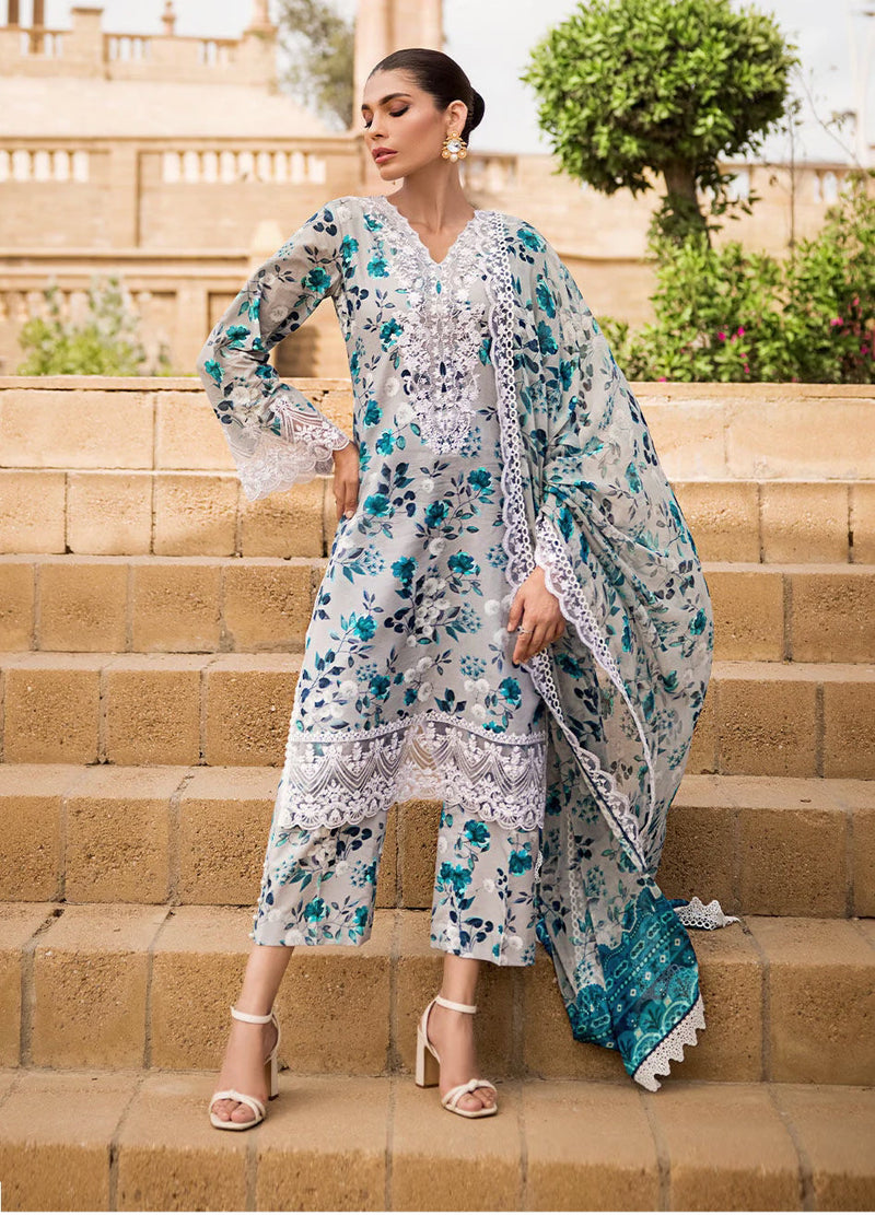 Zainab Chottani Embroidered Swiss Lawn Suits Unstitched 3 Piece ZC23L 4A - Luxury Collection