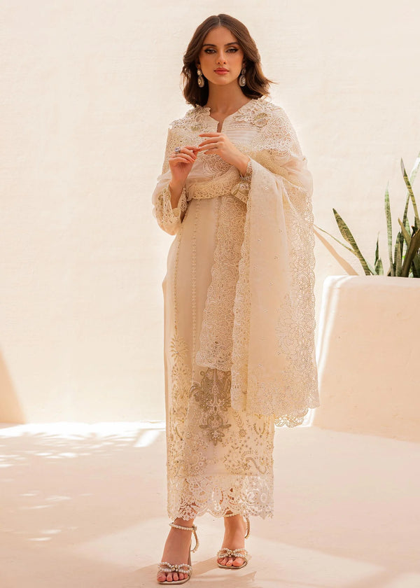 Mushq Ivory Fone wedding edition ESP23-09 Fully Embroidered Organza 3 Pieces Unstitched Marisa