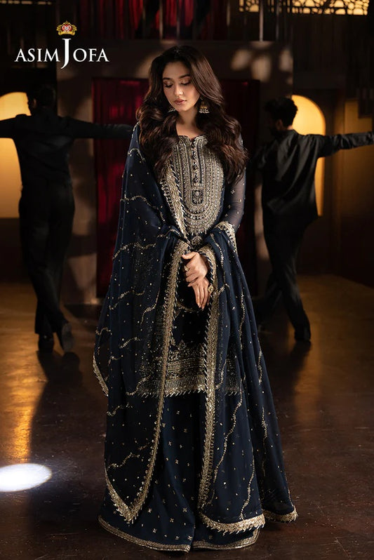 Asim Jofa Luxury Chiffon Embroidered 3 Piece Unstitched - AJFO-02