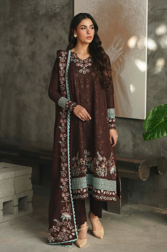 Mahmair Luxury Embroidered Lawn Unstitched 3Pc Suit K-02