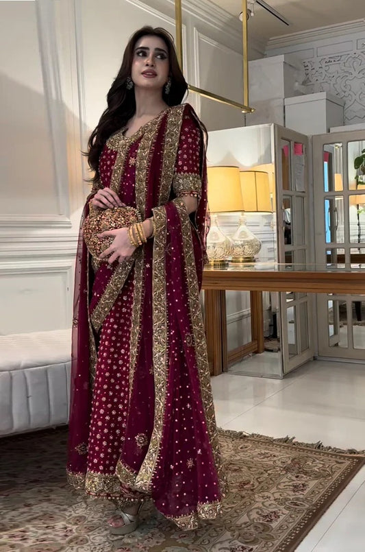 Haris Shakeel Luxury Raw Silk 3 Piece Unstitched - HR 69 Aisha Afridi