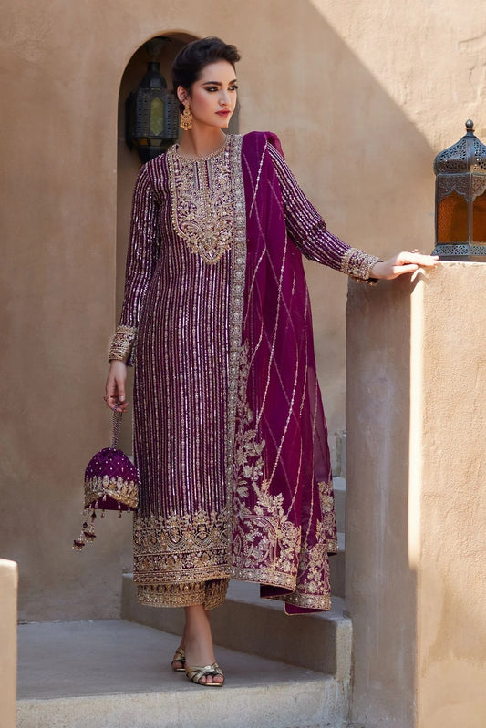 Kanwal Malik - Luxury Lava Silk Embroidered 3 Piece Unstitched - Amara