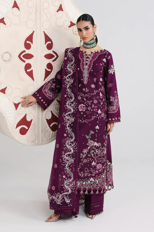 Qalamkar - Luxury Lawn Embroidered 3 Piece Unstitched - Tresa