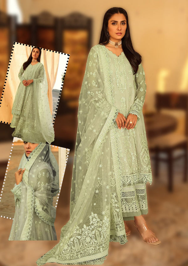 Faiza Saqlain Mint Green Luxury Lawn Collection 3 Pieces Unstitched