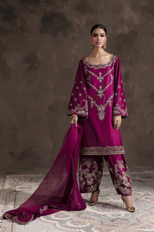 Abeera Usman Premium Raw Silk Hand Work Collection IRINA Burgundy-04